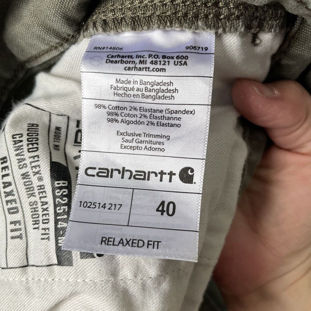 Carhartt Rugged Flex Relaxed Fit Canvas Work Shorts Green Workwear Men's Size 40 - Picture 9 of 10